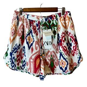 NWT Zara Ikat Shorts Large Colorful Ikat
